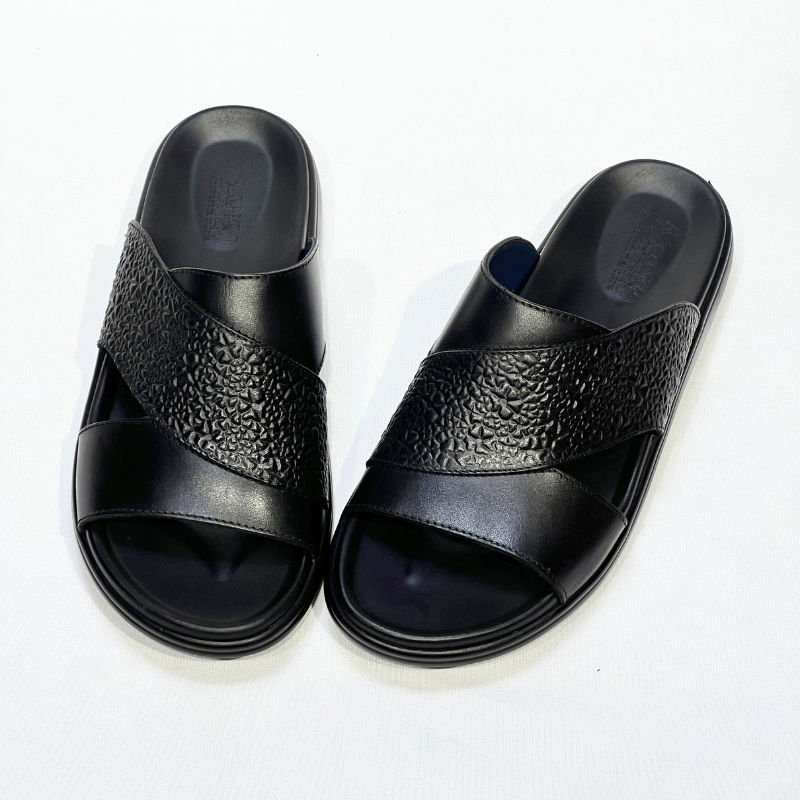 Sandales Hommes 100% Cuir Super Médical EN NOIR REF 214