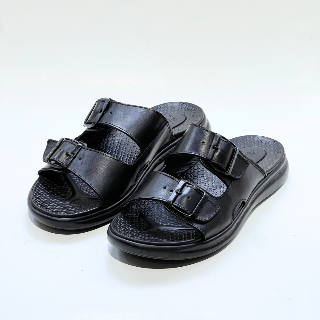 Silver Street London San Antonio, Sandale Homme, En Cuie 100% NOIR REF 211