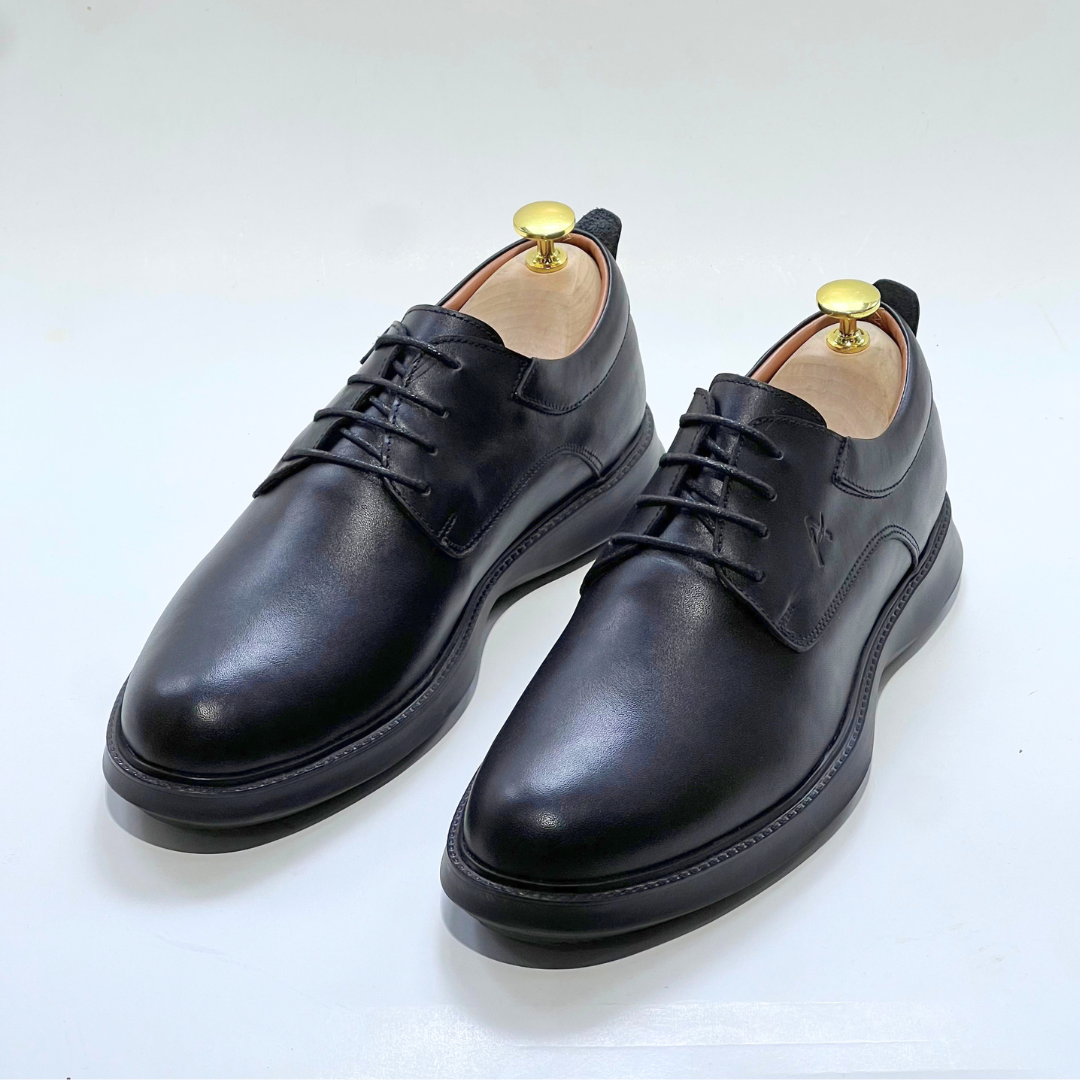 CHAUSSURES DE LUXE POUR HOMME MEDICAL 100% CUIR EN NOIR REF N014