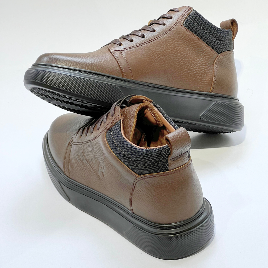 ALONZO-Demi Bottine Médical 100% cuir MARRON REF 608