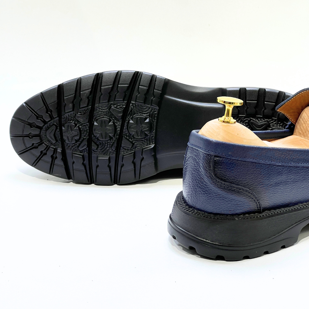 Mocassim Gravata Floater Ricardo Almeida Médical En Cuir 100% BLEU REF 1034