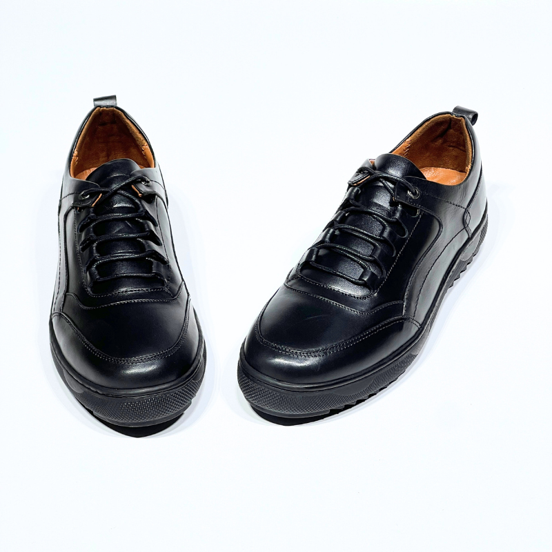Basket Hommes Médical 100% cuir NOIR réf 081