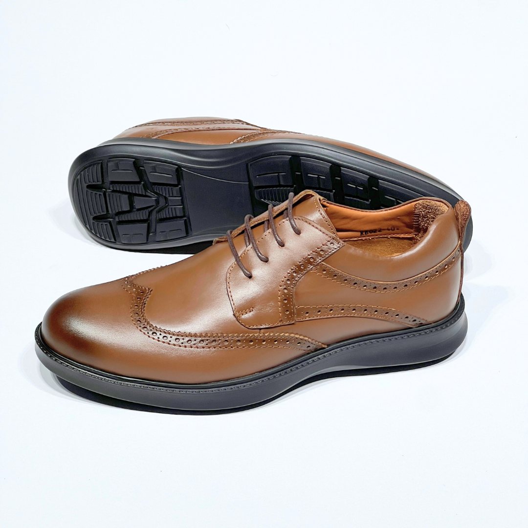 Chaussures Médicale Pour Homme 100% Cuir TABAC REF AZ022