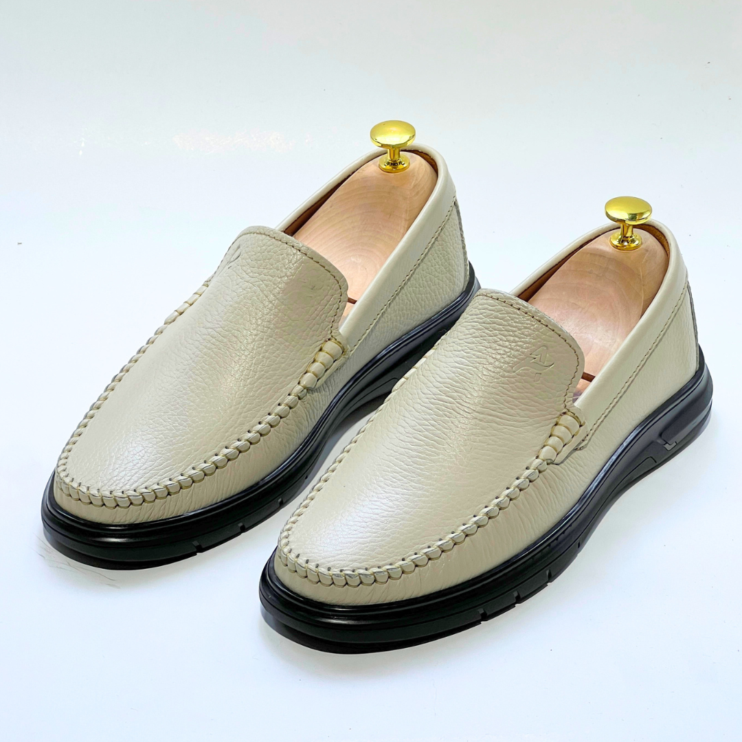 D'Urbano MOCASSIN EN CUIR Grainé 100% Médical - BEIGE- REF 103