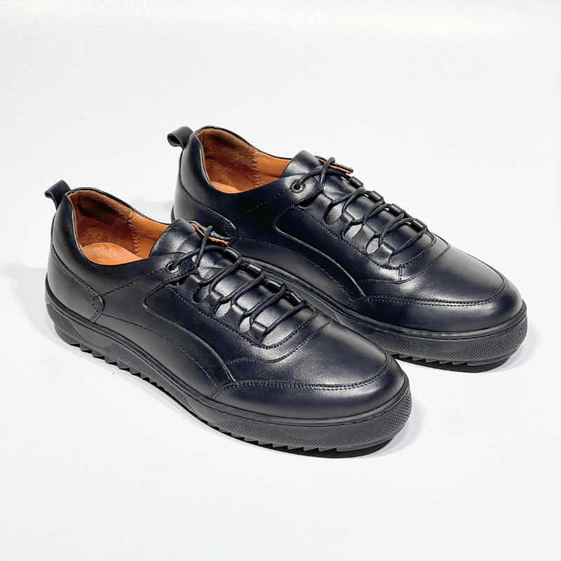 Basket Hommes Médical 100% cuir NOIR réf 081