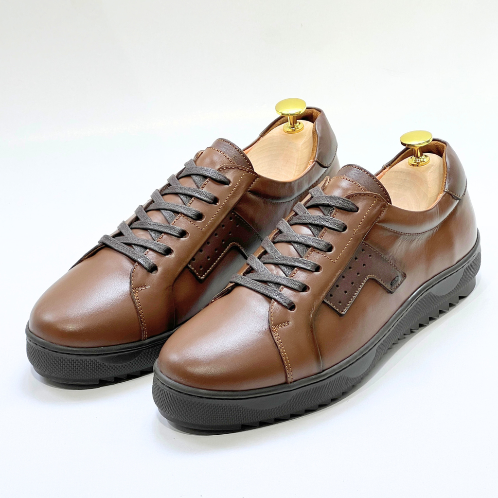 Baskets Basses De Lux En Cuir 100% Medical tabac REF 079