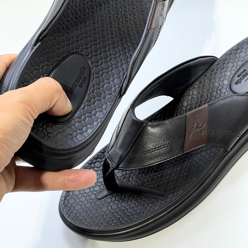 SANDAL HOMMES MEDICAL EVA 100% CUIR EN NOIR REF 2117