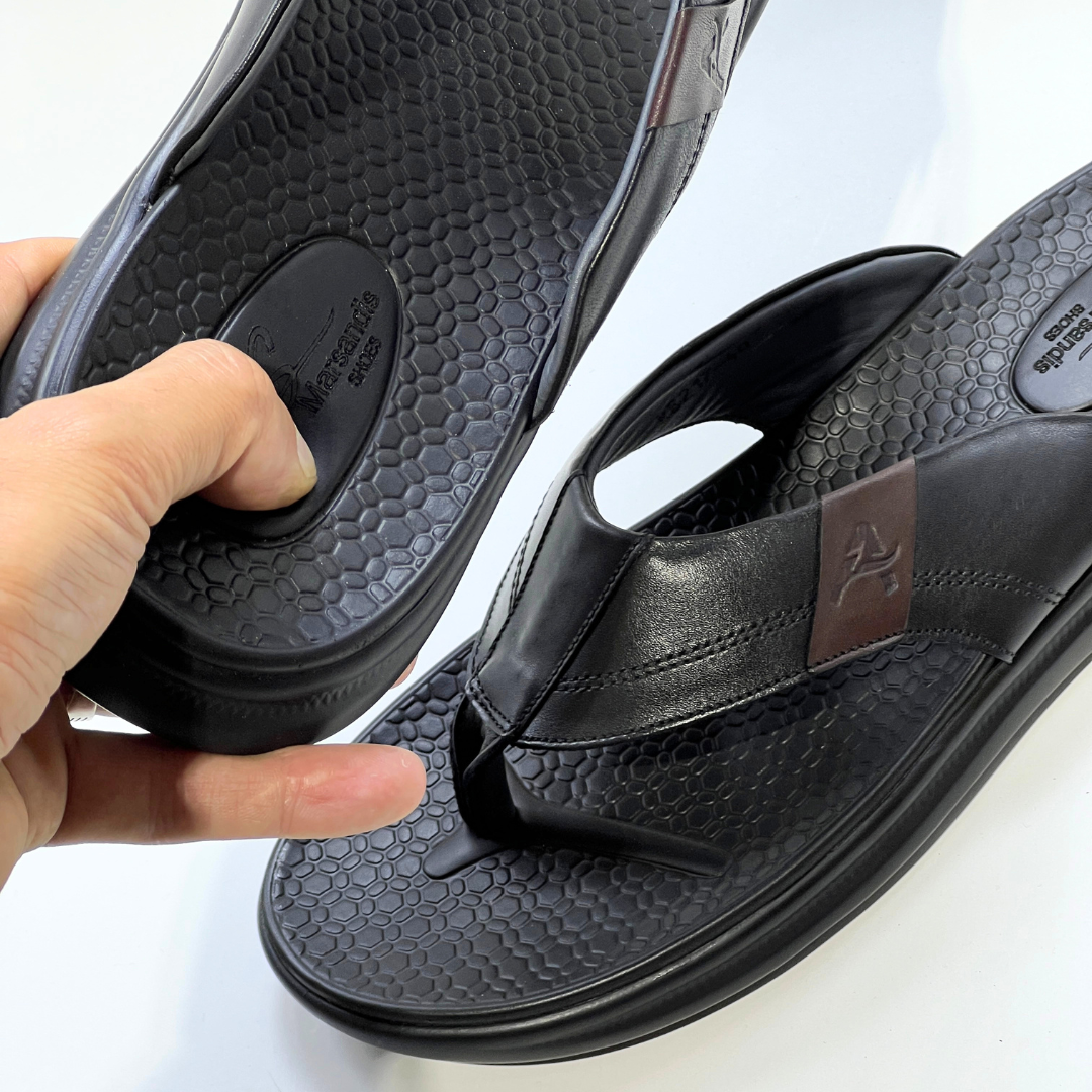 SANDAL HOMMES MEDICAL EVA 100% CUIR EN NOIR REF 2117
