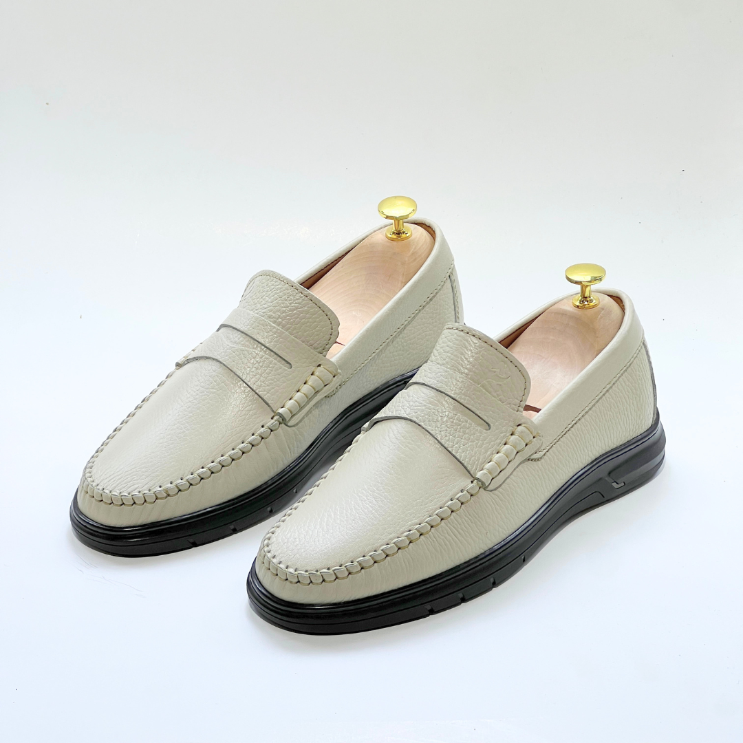 COLLEGE – Mocassins hommes 100% CUIR en BEIJ REF 104