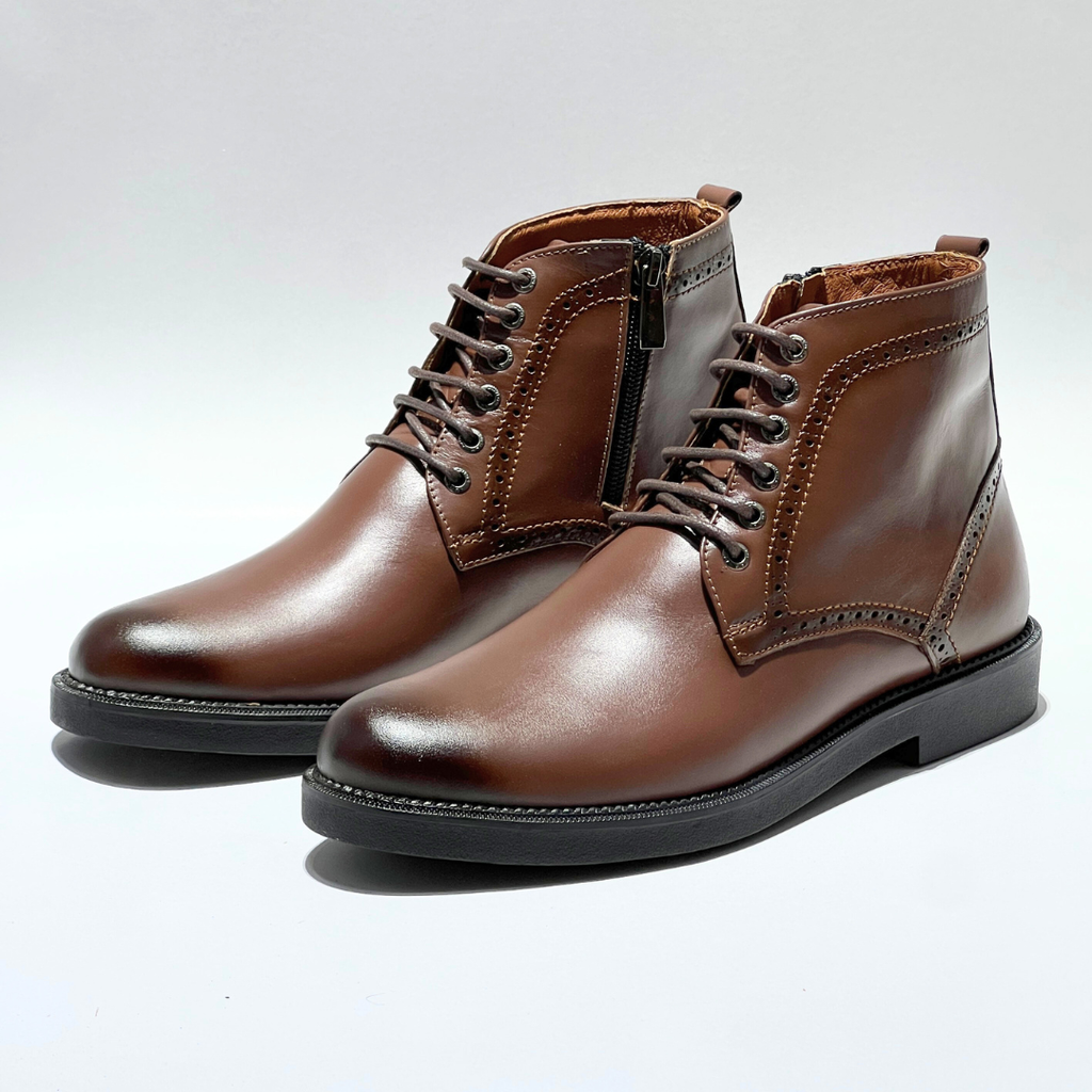 DRESS BOOT HOMME 100% CUIR MARRON REF AZ801