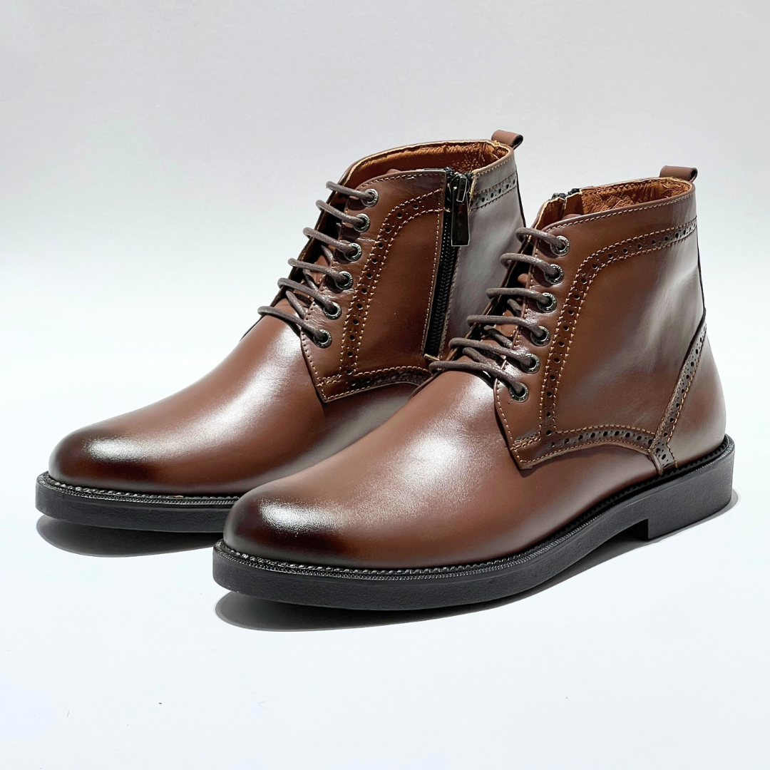 DRESS BOOT HOMME 100% CUIR MARRON REF AZ801