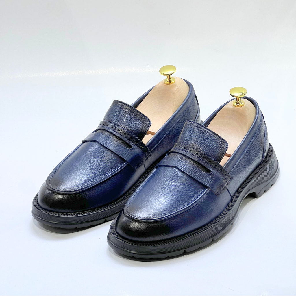 Mocassim Gravata Floater Ricardo Almeida Médical En Cuir 100% BLEU REF 1034