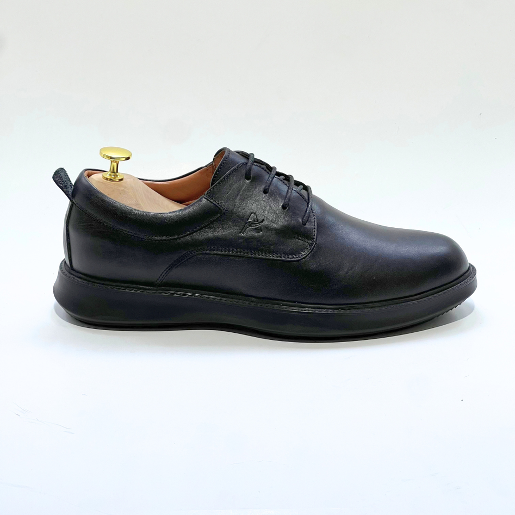 CHAUSSURES DE LUXE POUR HOMME MEDICAL 100% CUIR EN NOIR REF N014
