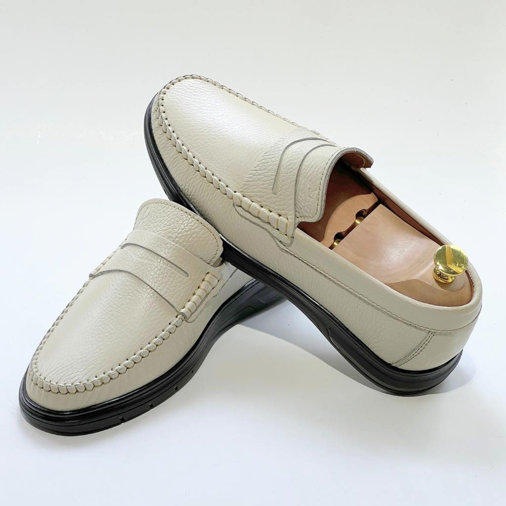 COLLEGE – Mocassins hommes 100% CUIR en BEIJ REF 104