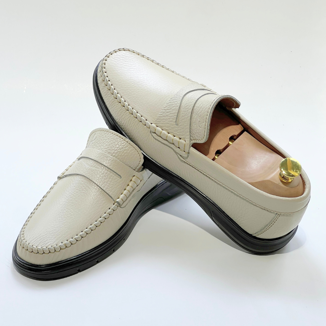 COLLEGE – Mocassins hommes 100% CUIR en BEIJ REF 104