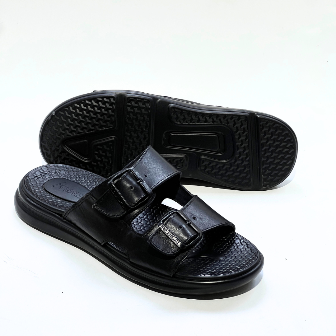 Silver Street London San Antonio, Sandale Homme, En Cuie 100% NOIR REF 211