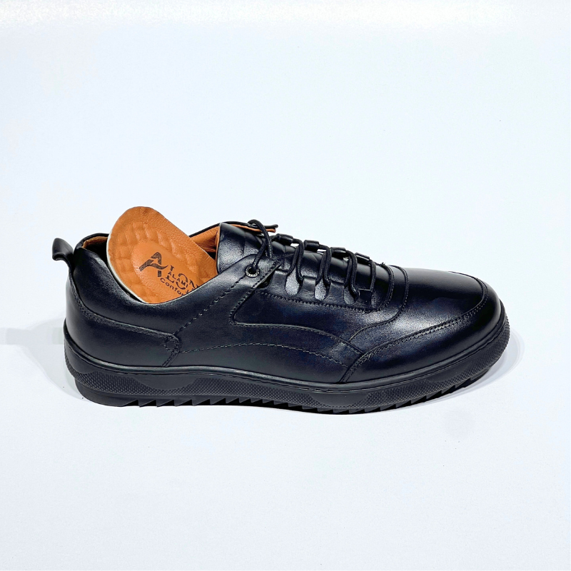 Basket Hommes Médical 100% cuir NOIR réf 081