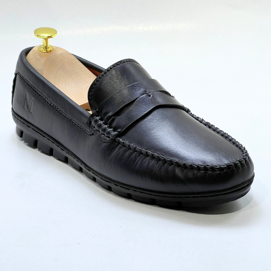 COLLEGE – Mocassins hommes 100% CUIR - noir - REF 2001