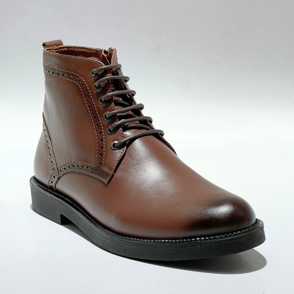 DRESS BOOT HOMME 100% CUIR MARRON REF AZ801
