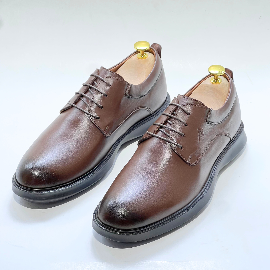 CHAUSSURES DE LUXE POUR HOMME MEDICAL 100% CUIR EN MARRON REF N014