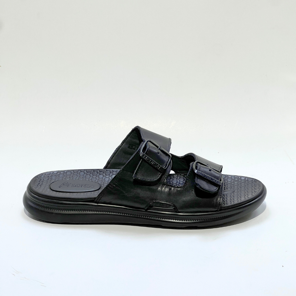 Silver Street London San Antonio, Sandale Homme, En Cuie 100% NOIR REF 211