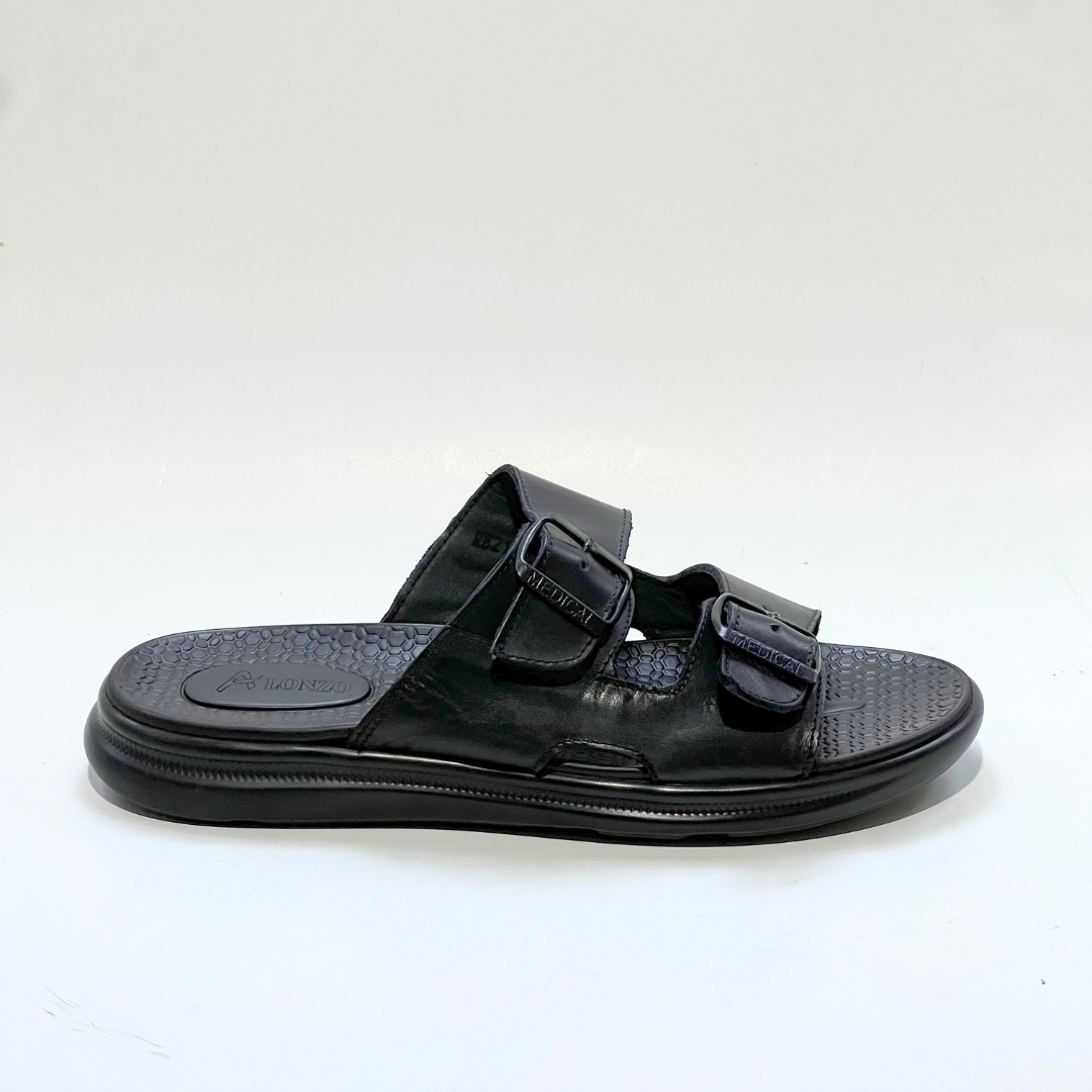 Silver Street London San Antonio, Sandale Homme, En Cuie 100% NOIR REF 211