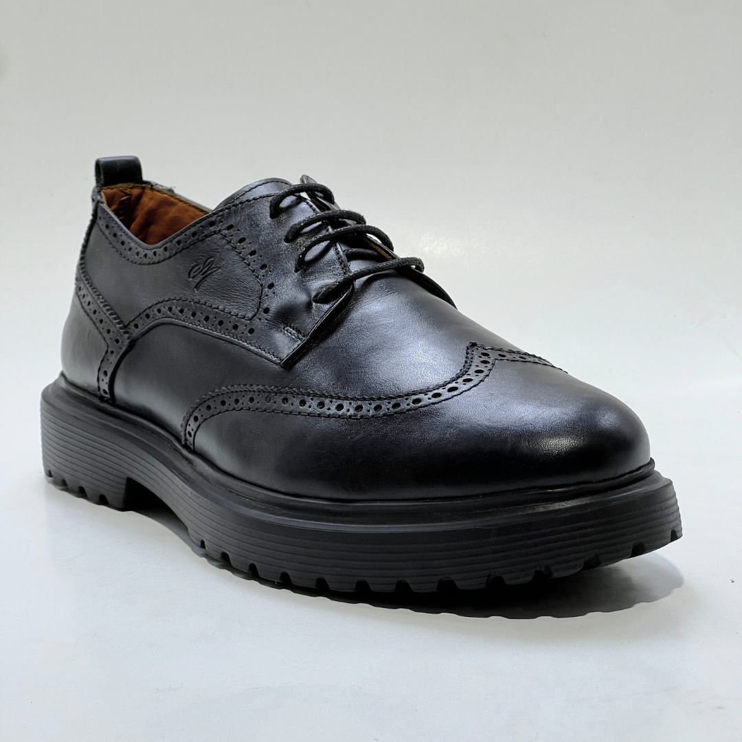 Chaussures Derby pour hommes Médical 100% cuir NOIR REF 1001
