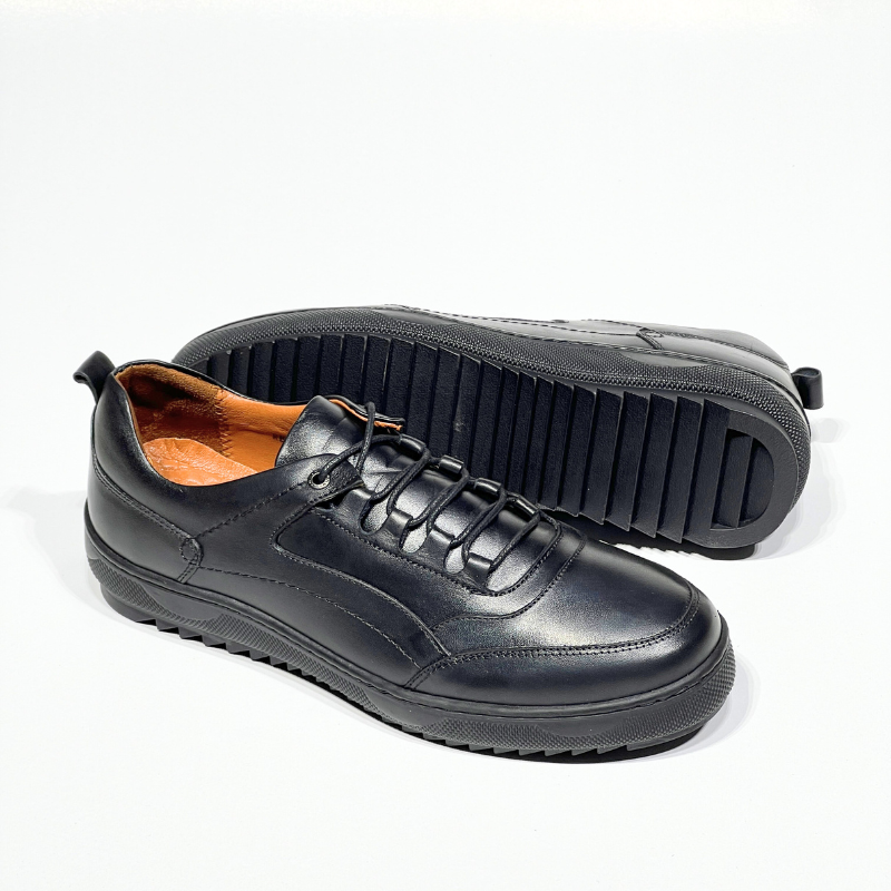 Basket Hommes Médical 100% cuir NOIR réf 081