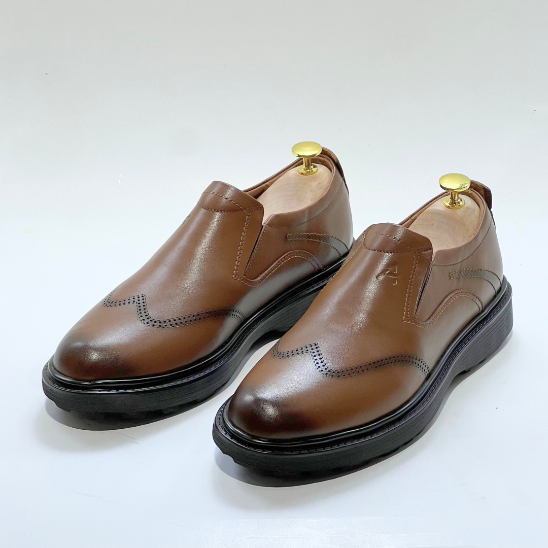 Tregan Chaussure Élégante Homme Médical 100% Cuir En TABAC Ref 101