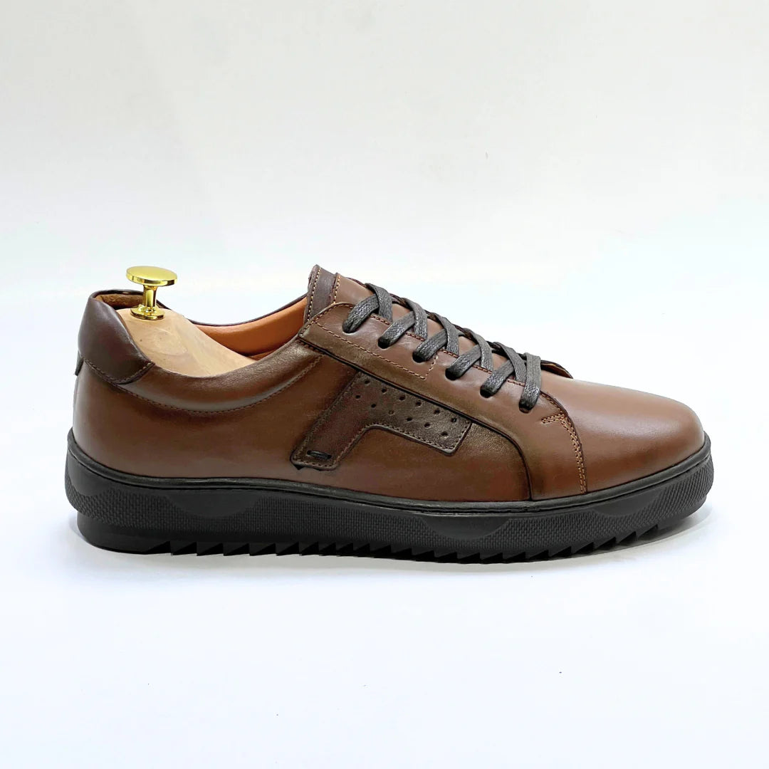 Baskets Basses De Lux En Cuir 100% Medical marron REF 079