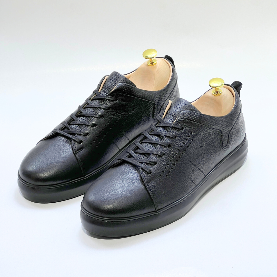 Baskets pour Homme 100% CUIR - ALONZO NOIR N EVA REF AZ059