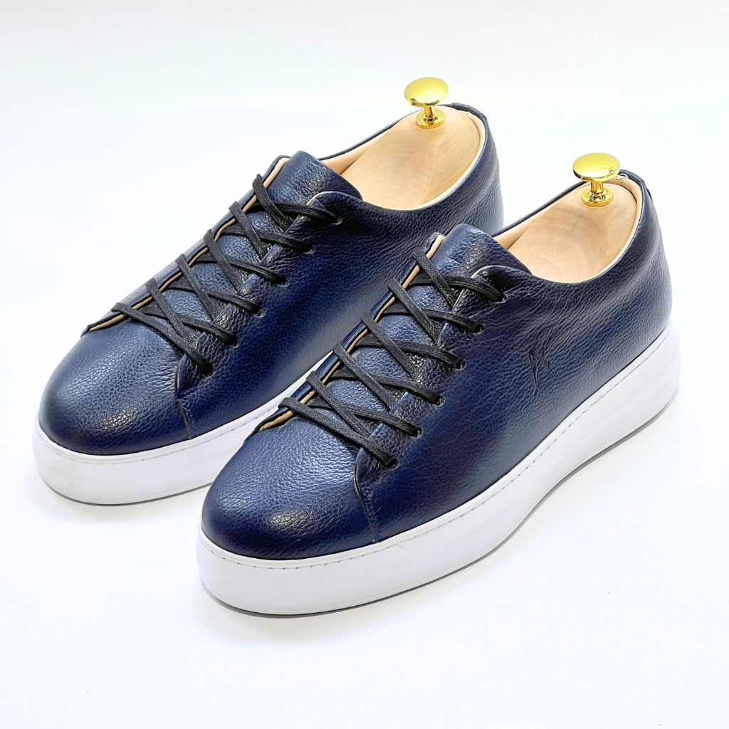 Baskets pour Homme 100% CUIR - ALONZO BLEU-B EVA REF AZ060
