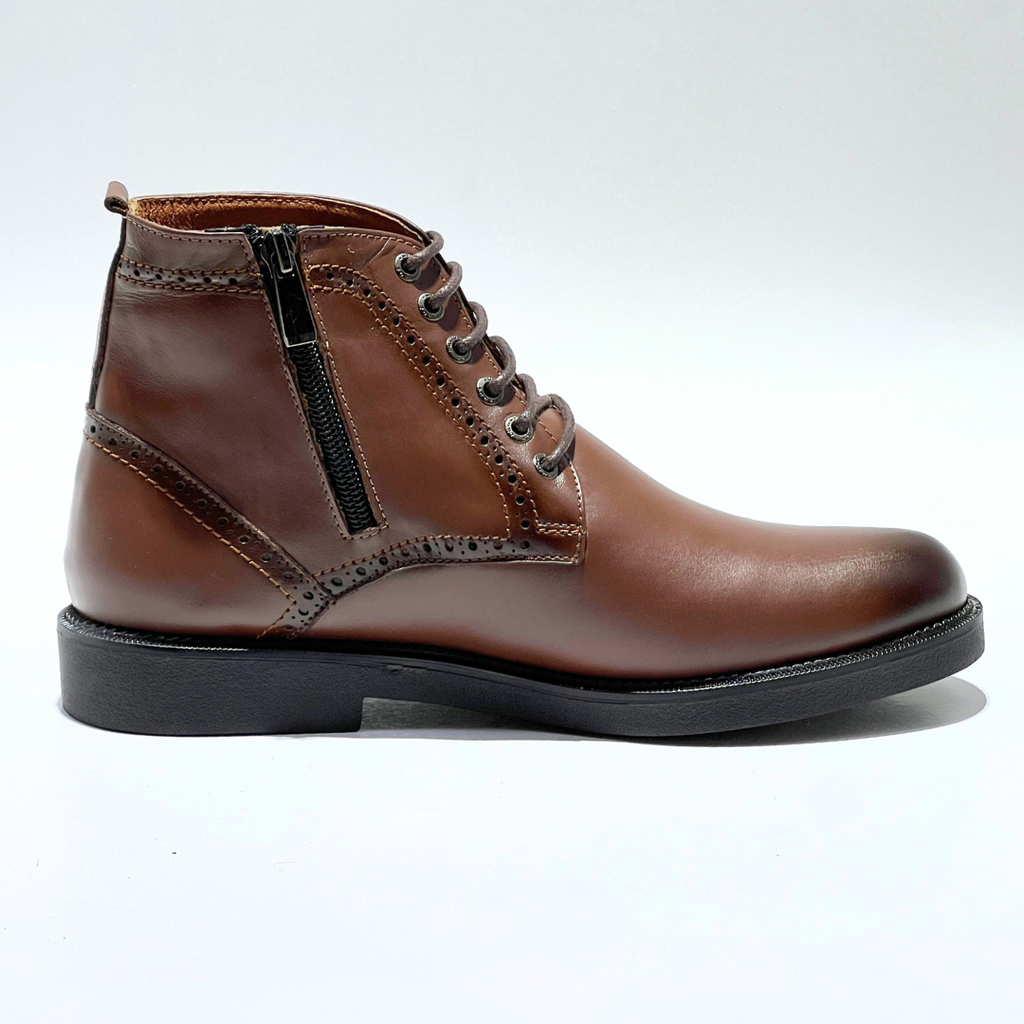 DRESS BOOT HOMME 100% CUIR MARRON REF AZ801