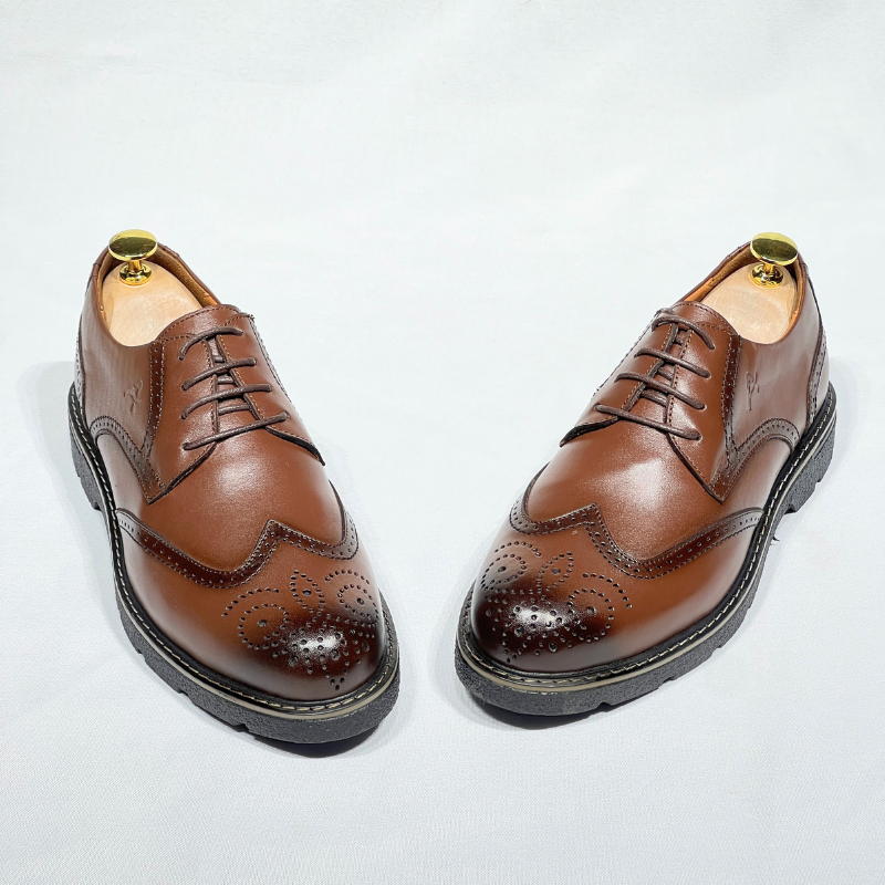 ALONZO – Chaussure Derby en cuir 100% MARRON REF 505