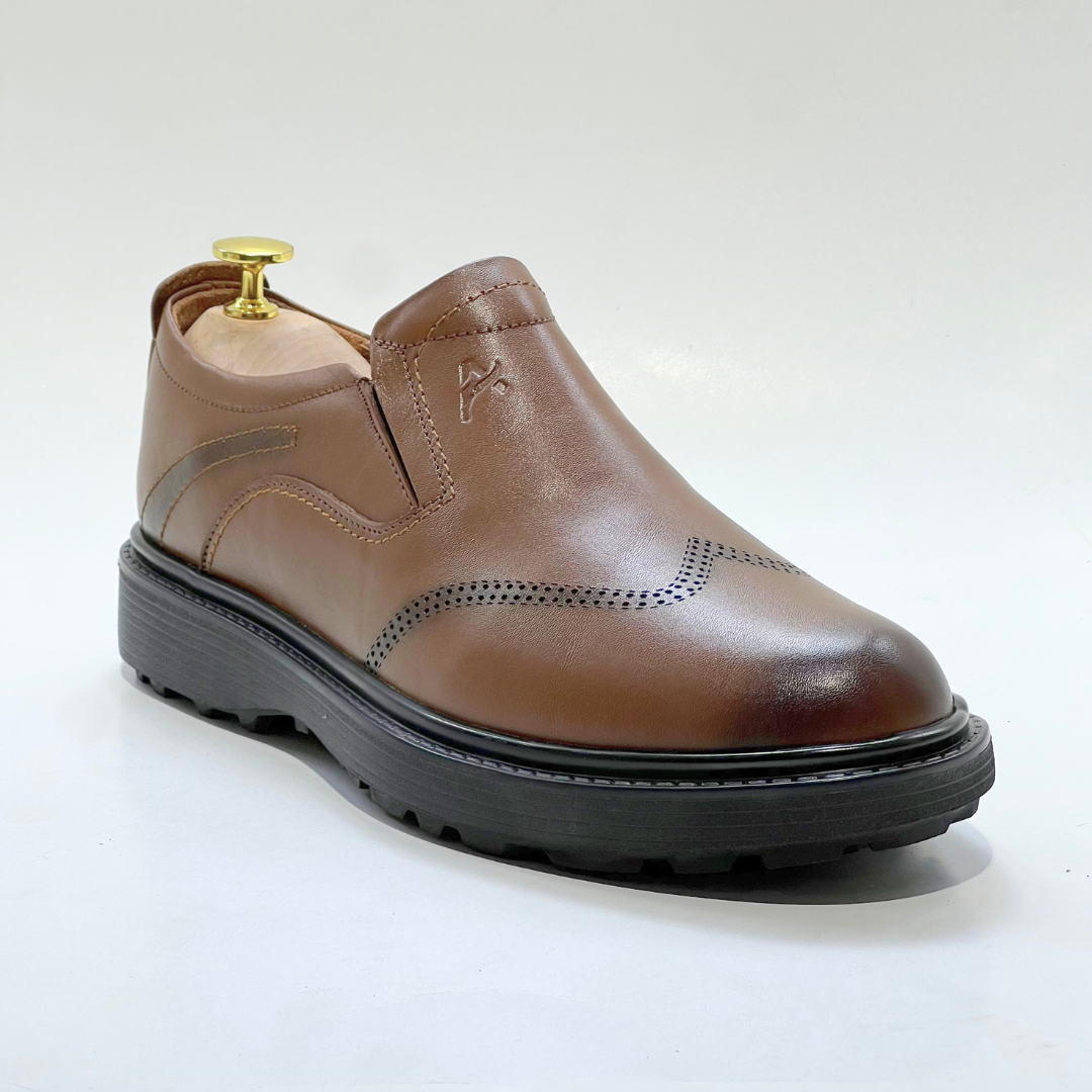 Tregan Chaussure Élégante Homme Médical 100% Cuir En TABAC Ref 101