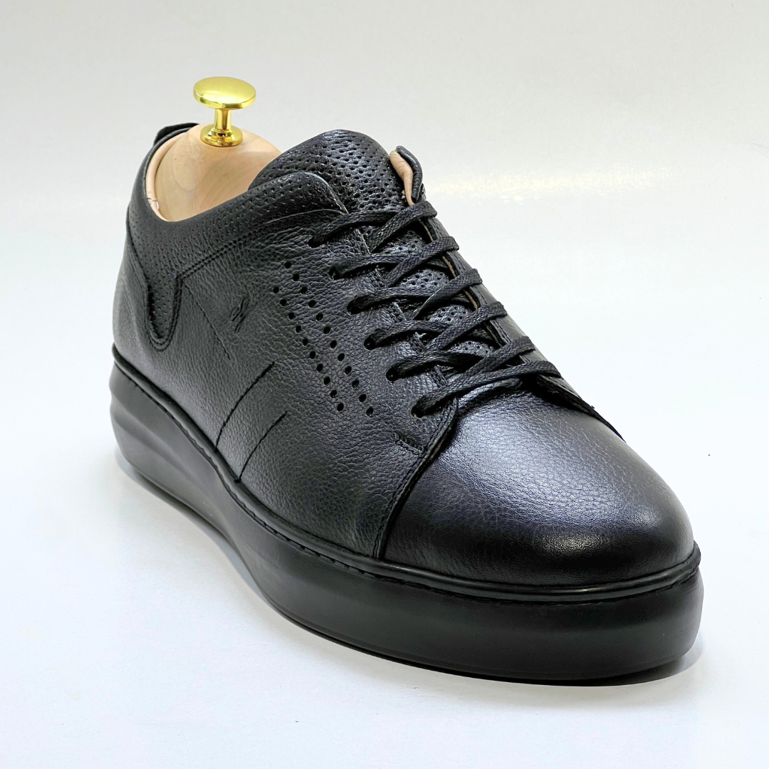 Baskets pour Homme 100% CUIR - ALONZO NOIR N EVA REF AZ059
