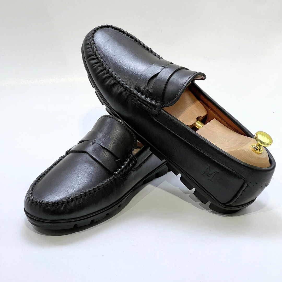 COLLEGE – Mocassins hommes 100% CUIR - noir - REF 2001