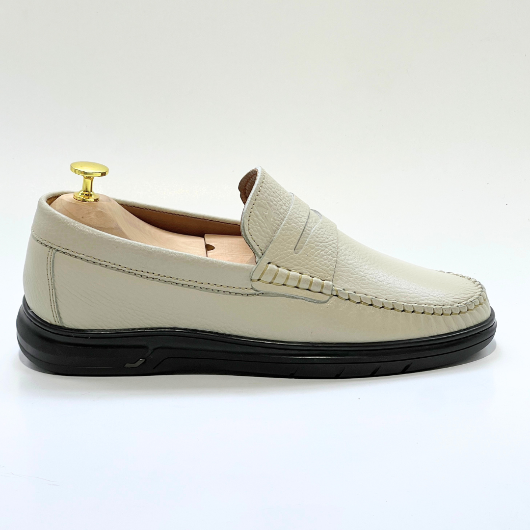 COLLEGE – Mocassins hommes 100% CUIR en BEIJ REF 104
