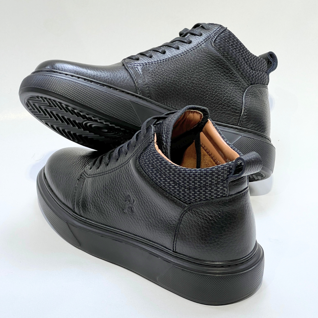 ALONZO-Demi Bottine Médical 100% cuir NOIR REF 608