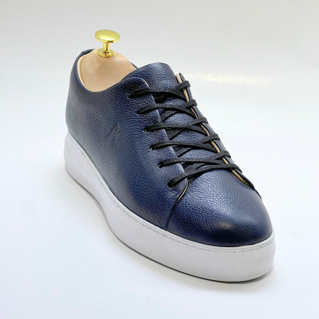 Baskets pour Homme 100% CUIR - ALONZO BLEU-B EVA REF AZ060